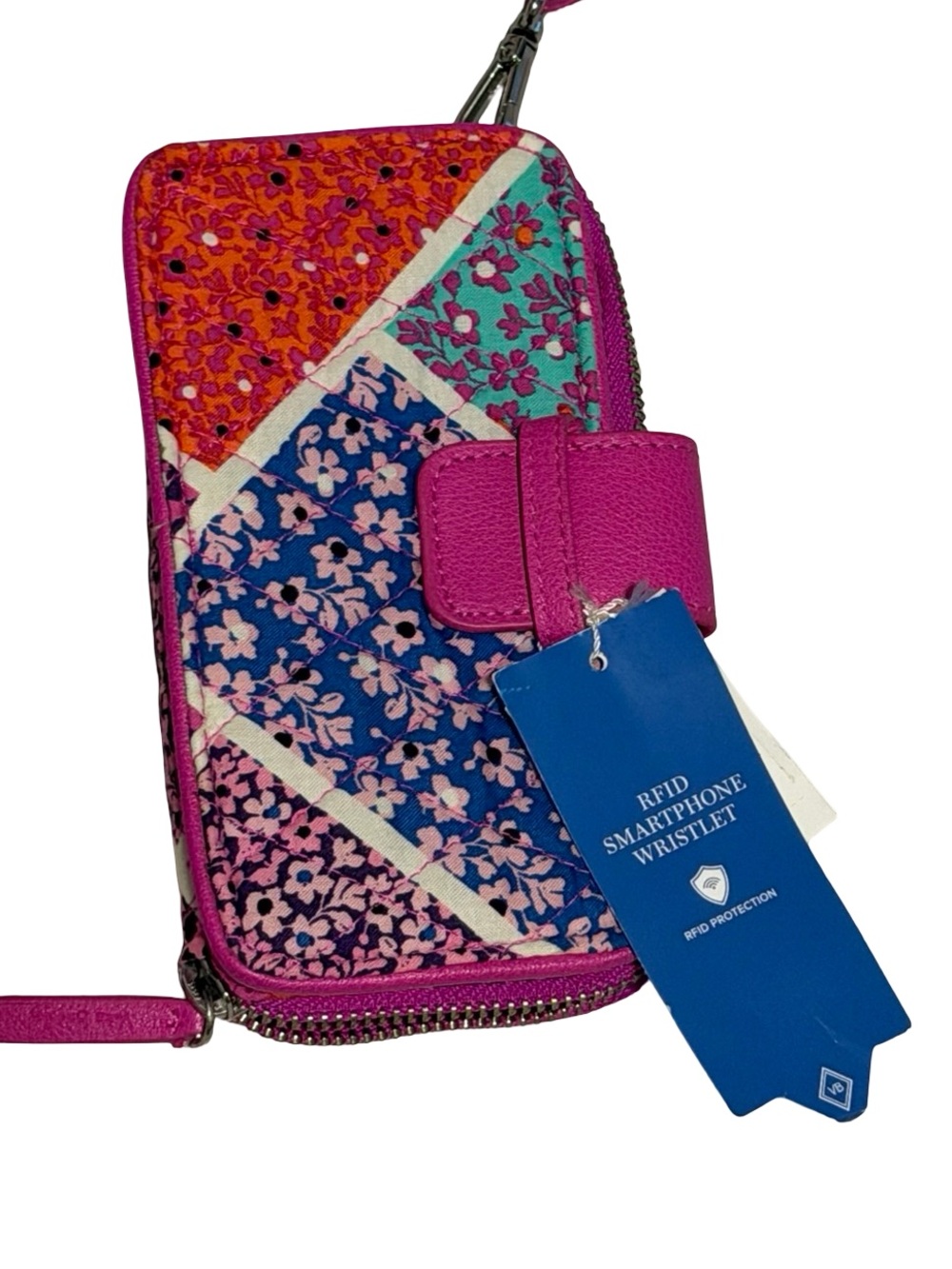 Vera Bradley RFID Smartphone Wristlet Quilted Floral Pink Multi Wallet